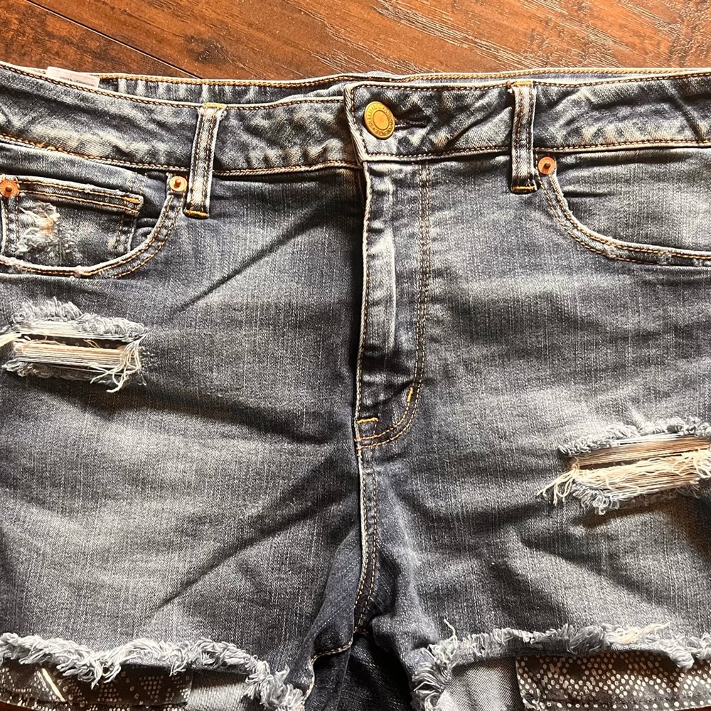 American Eagle Outfitters Distressed Jean Shorts - Blue